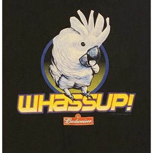 Budweiser Whassup Cockatoo Black T Shirt Vintage 2001 Size XXL 2XL Wassup